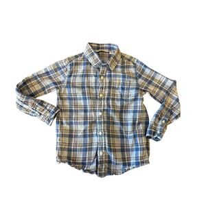 JANIE and JACK Blue Plaid L/S Linen/Cotton blend Shirt Boys Kids 5